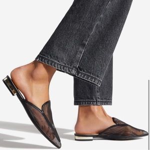 Shoe Dazzle FRANCEEN Pointed Toe Mesh Black Flat